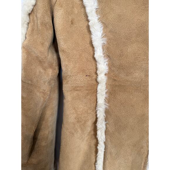 Vintage Wilsons Maxima Tan Suede Leather Coat Jacket, Faux Shearling Fur, Small - Picture 5 of 8
